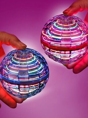 LED Light-Up Spinning Original Flying Orb Balls 2 Pack - Multicolor